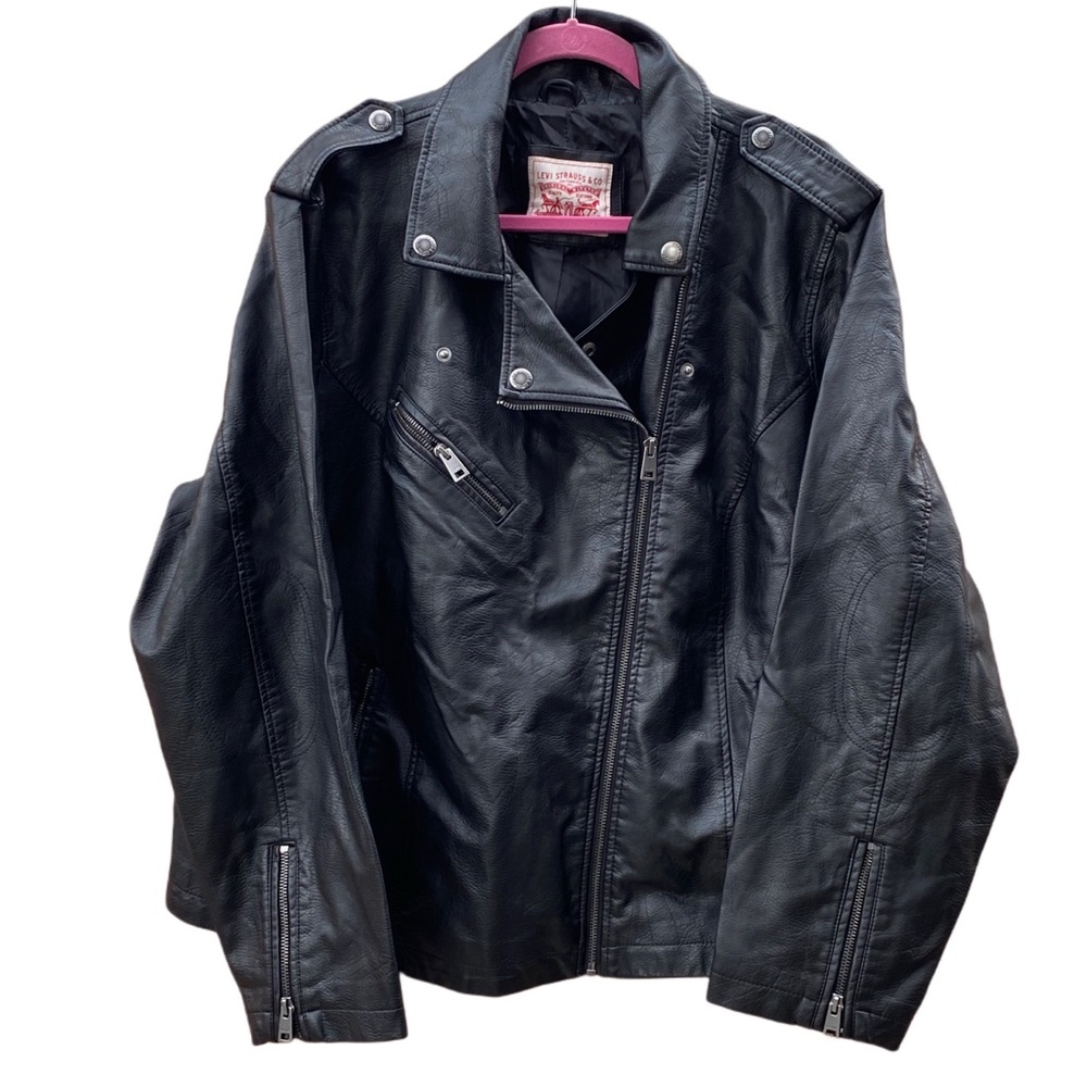Levis Faux Black Leather Biker Jacket Size 3X